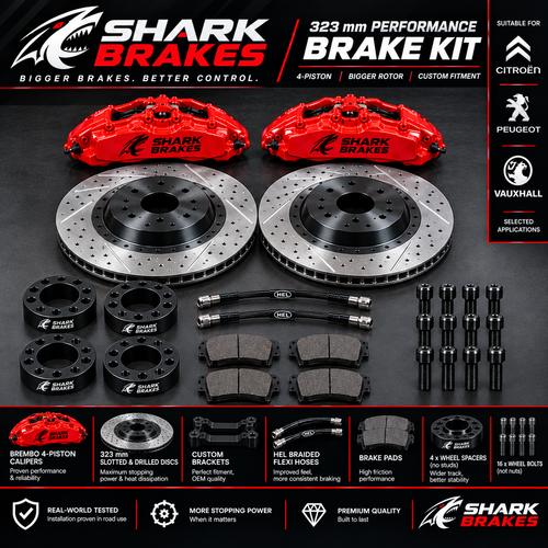 Shark Brakes Front Brembo 4 Pot 323mm Brake Performance Kit – Citroën, Peugeot & Vauxhall